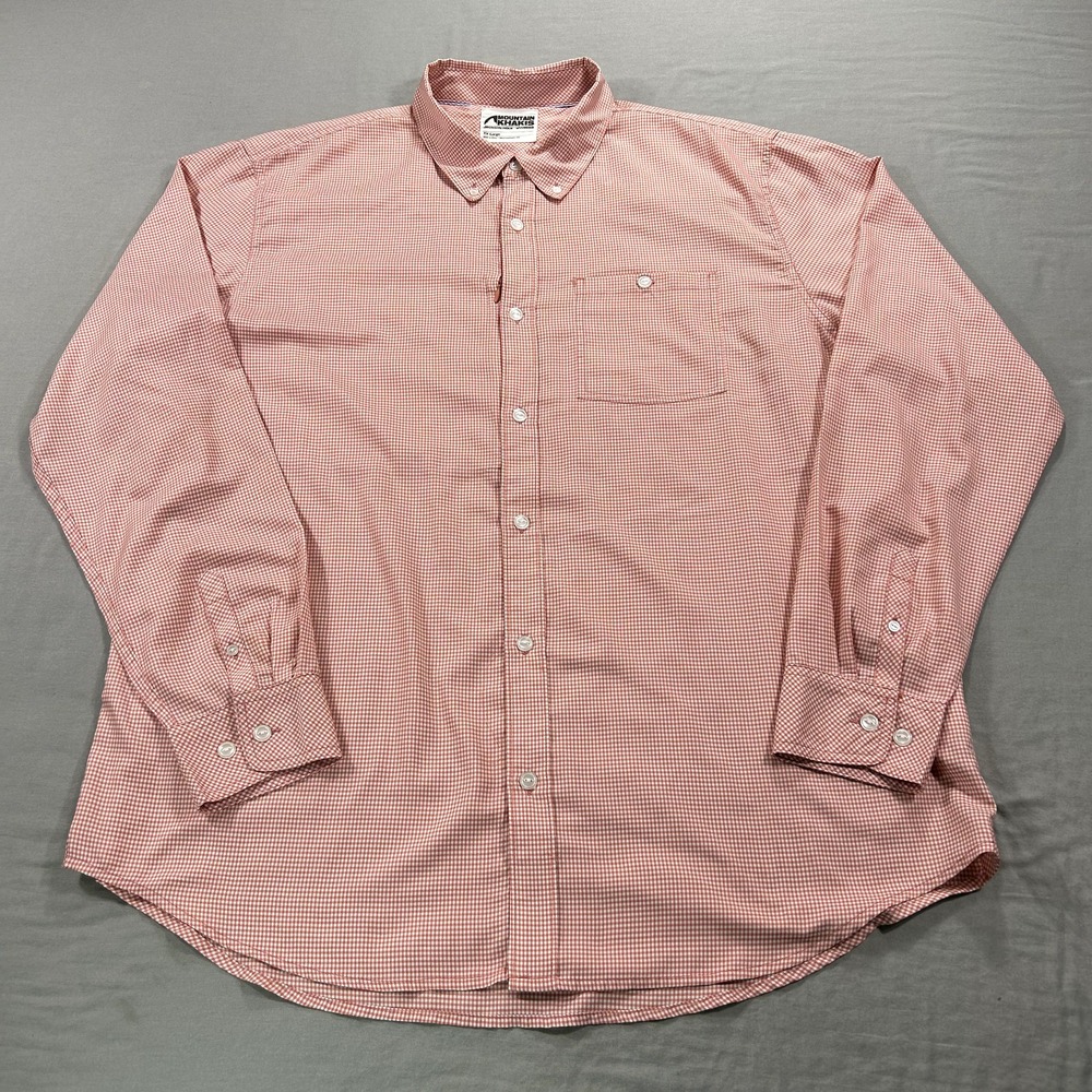 Mountain Khakis Shirt Mens 2XL XXL Red White Check Hiking Camp Button Up‎ Adult